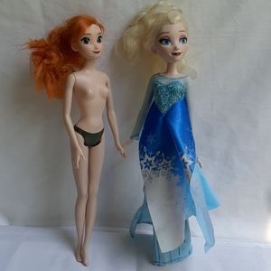 Anna and Elsa Barbie Size Dolls